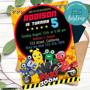Ricky Zoom Invitation Customizable Template to Print at Home Instant Download