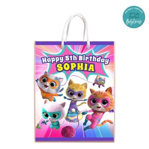 Super Kitties Gift Bag Label Template Printable Instant Download