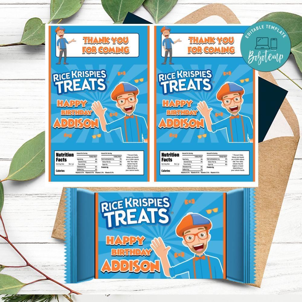 Blippi Rice Krispies Treats Template Printable DIY | Bobotemp