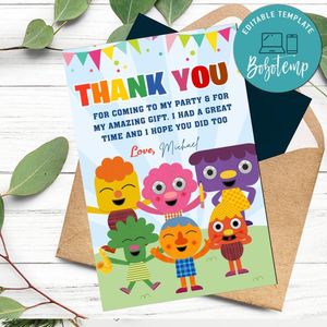 Noodle & Pals Thank You Card Customizable Template To Print At Home Instant Download