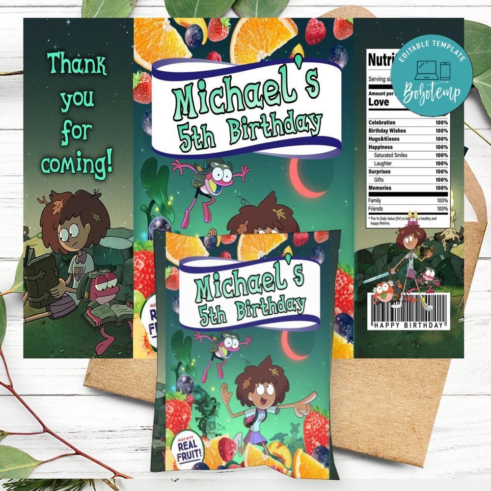 Amphibia Birthday Party Fruit Snack Bag Digital File | Bobotemp