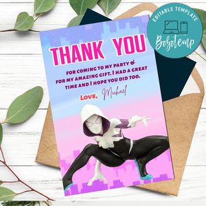 Gwen Thank You Card Customizable Template To Print At Home Instant Download
