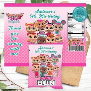 Cry Babies Honeybun Snack Bag Digital File Printable Instant Download