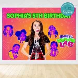 Emily's Wonder Lab Birthday Backdrop Digital File Template Instant Download