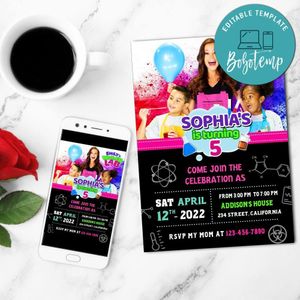 Emily's Wonder Lab Mobile Invite Customizable Template Instant Download