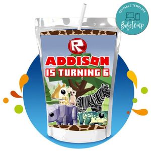 Roblox Safari Capri Sun Birthday Label Digital File Printable Instant Download