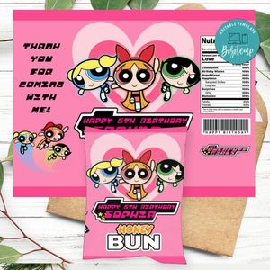 Powerpuff Honeybun Snack Bag Digital File Printable Instant Download