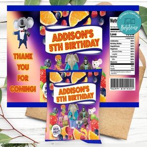 Sing 2 Birthday Party Fruit Snack Bag Digital File Printable Instant Download