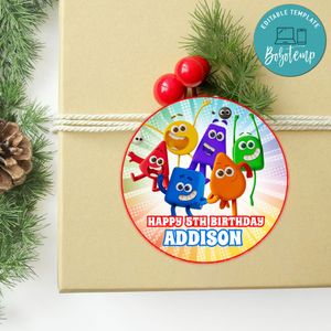 Colourblocks Circle Sticker Template Customizable To Print At Home Instant Download