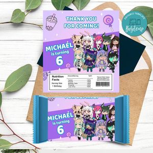 Gacha life Candy bar Label Customizable Template Instant Download