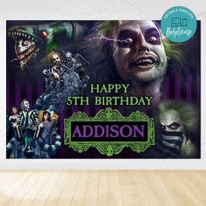 Beetlejuice 2 Birthday Backdrop Digital File Template Instant Download