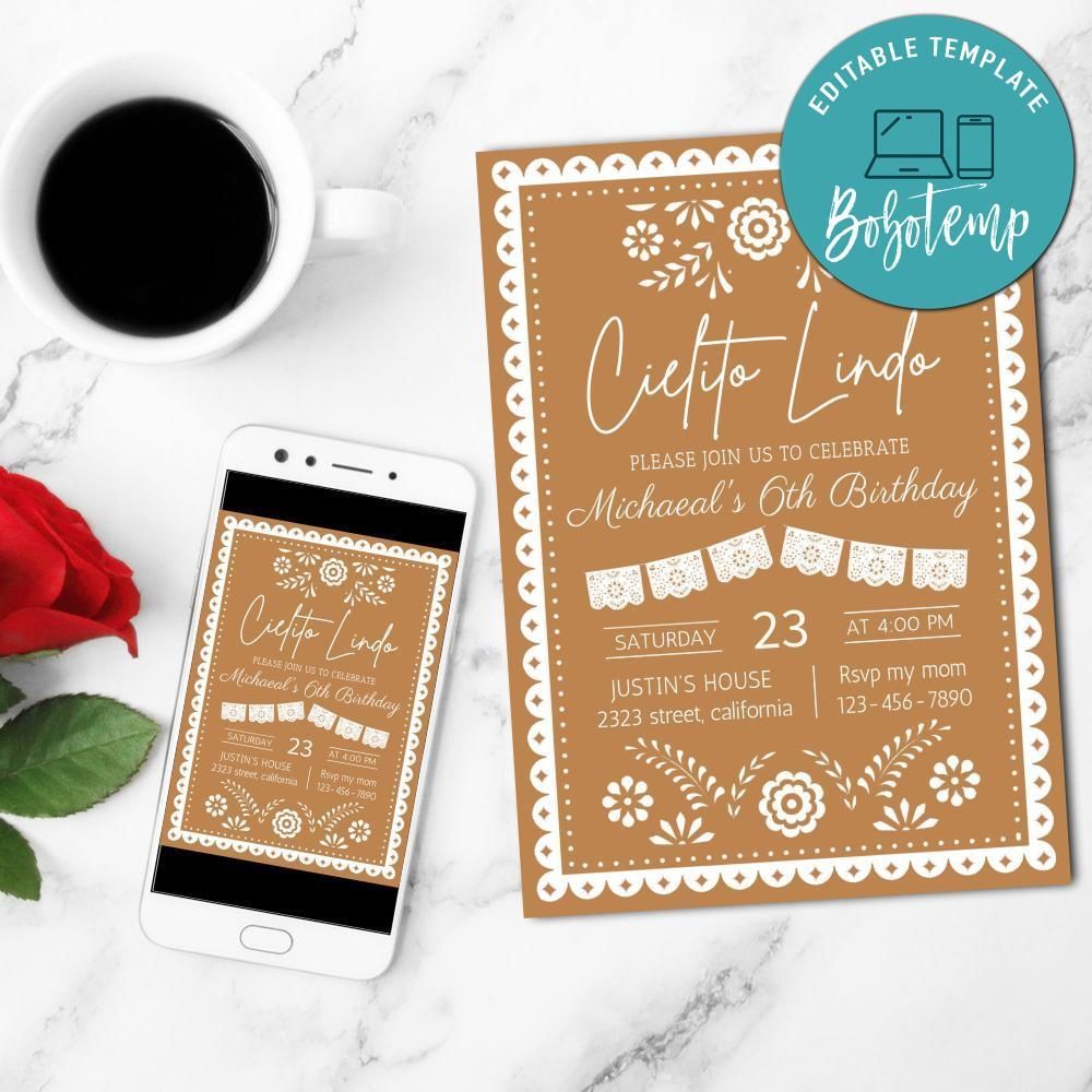 Cielito Lindo Invitation Customizable Template to Print at Home Instant Download