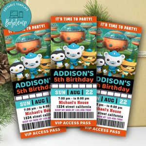 Octonauts Ticket Invitation Customizable Template Instant Download