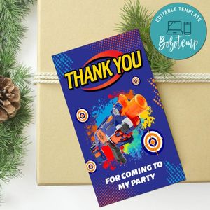 Nerf Thank You Tag Customizable Template To Print At Home Instant Download