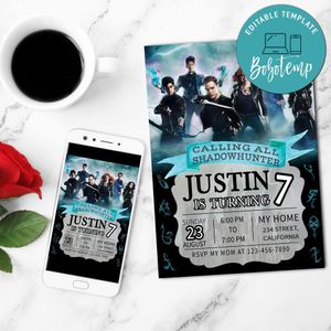 Shadowhunters Birthday Mobile Invite Customizable Template Instant Download