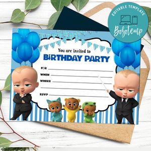 Baby Boss fill in blank Invitation Customizable Template to Print at Home Instant Download