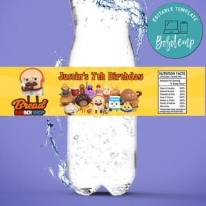 Bread barbershop Birthday Water Bottle Label Template to Print at Home Instant Download