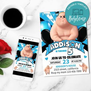 Jimbo boss baby Birthday Invitation Customizable Template to Print at Home Instant Download