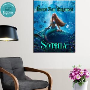 The Little Mermaid Birthday Poster Digital File Printable Instant Download