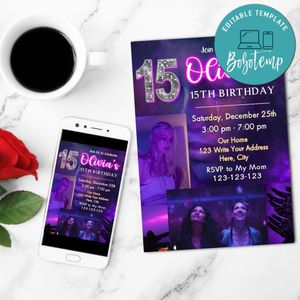 Euphoria Birthday Invitation Customizable Template to Print at Home Instant Download