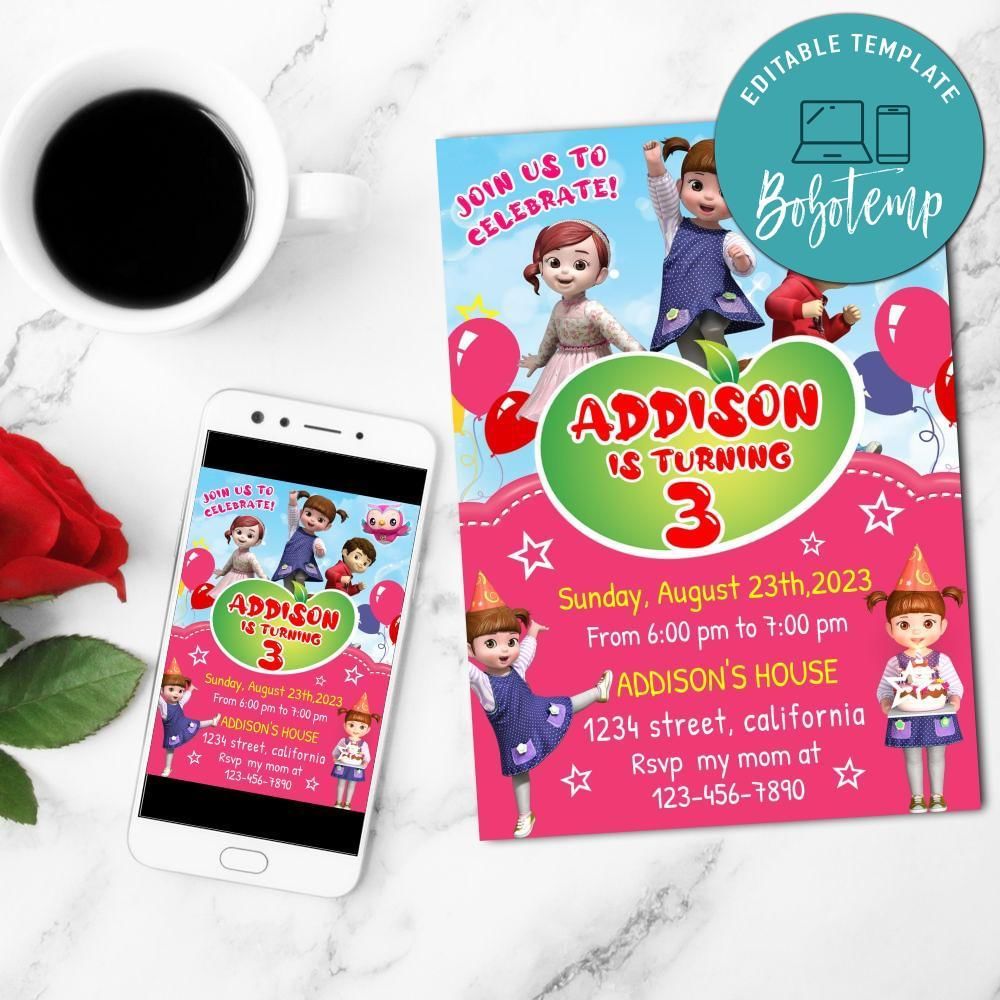 Kongsuni And Friends Mobile Invite Customizable Template Instant Download