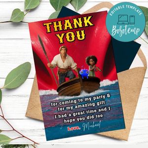 The Sea Beast Thank You Card Customizable Template To Print At Home Instant Download