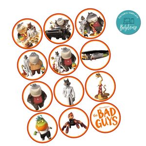 The Bad Guys Cupcake Toppers Template Printable Instant Download