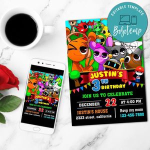 Sprunki Invitation Customizable Template to Print at Home Instant Download