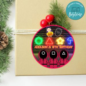 Squid Game Circle Sticker Template Customizable To Print At Home Instant Download