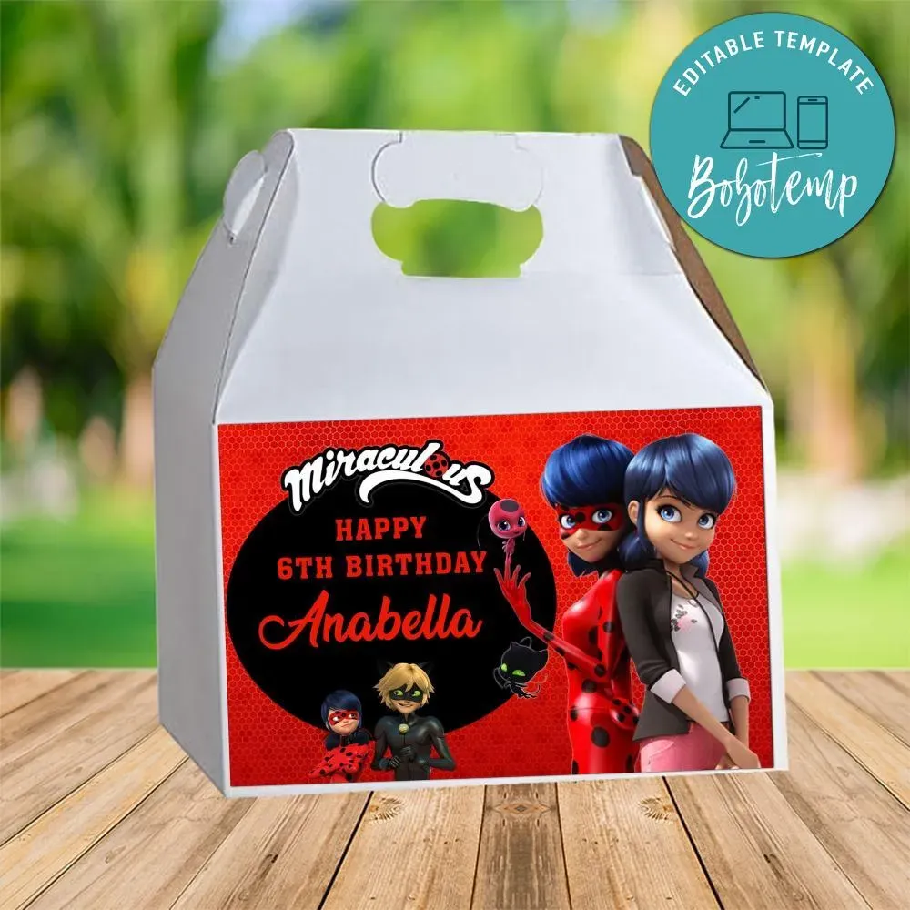 Miraculous Ladybug Gable Box Digital File Printable DIY | Bobotemp