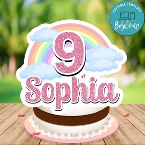 Cloud Nine Cake Topper Template Printable Instant Download
