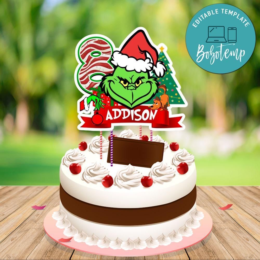 Grinch Cake Topper Template Printable Instant Download