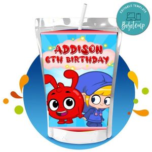 Morphle Capri Sun Birthday Labels Digital File Printable Instant Download