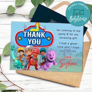 Dino Ranch Thank You Card Customizable Template To Print At Home Instant Download
