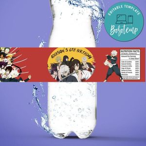 Hell's Paradise Birthday Water Bottle Label Template to Print at Home Instant Download