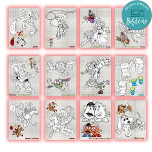 Toy Story Coloring Pages Customizable Template Instant Download