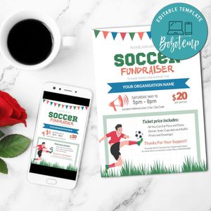 Soccer Fundraiser Flyer Customizable Template Instant Download
