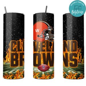 Browns Backers Skinny Steel Tumbler with Straw 20oz 