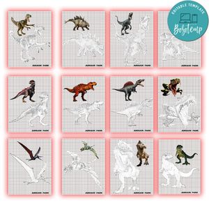 Jurassic park Coloring Pages Customizable Template Instant Download