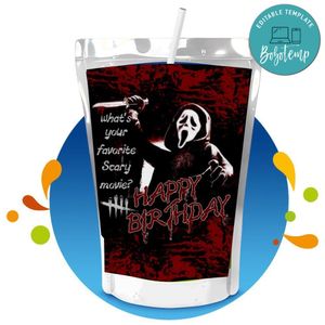 Ghostface Birthday Capri Sun Customizable Template Instant Download