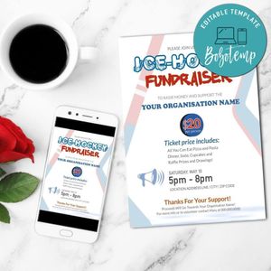 Ice Hockey Fundraiser Flyer Customizable Template Instant Download