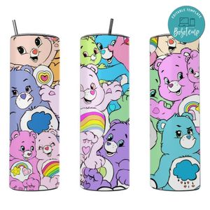 Care Bears 20 oz skinny tumbler Customizable Template Instant Download