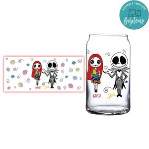 Sally And Jack Glass Can Wrap Customizable Template Instant Download