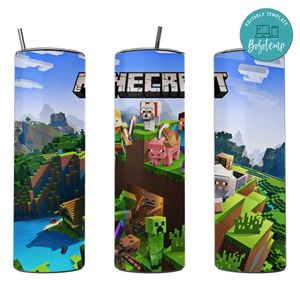 Minecraft 20 oz skinny tumbler Customizable Template Instant Download