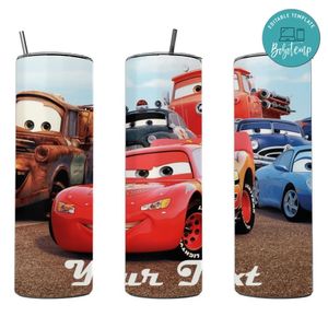 Disney Cars 20 oz skinny tumbler Customizable Template Instant Download