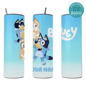 Bluey 20 oz skinny tumbler Customizable Template Instant Download