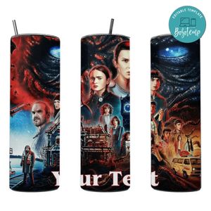 Stranger Things 4 20 oz skinny tumbler Customizable Template Instant Download