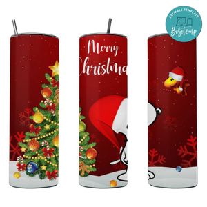 Snoopy Christmas 20 oz skinny tumbler Customizable Template Instant Download
