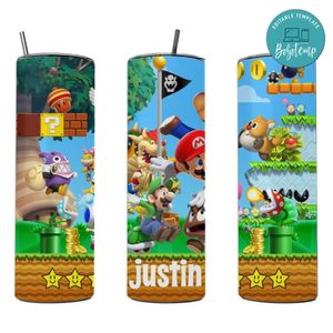 Super Mario Skinny Steel Tumbler with Straw 20oz 