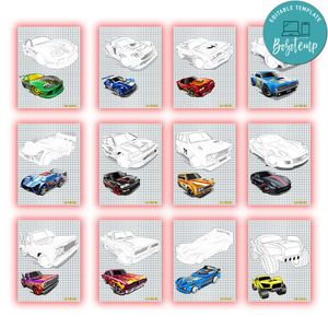 Hot wheels Coloring Pages Customizable Template Instant Download